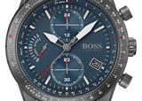 Hugo Boss Pilot Edition Chronograph Blue Dial Brown Leather Strap Watch for Men - 1513852