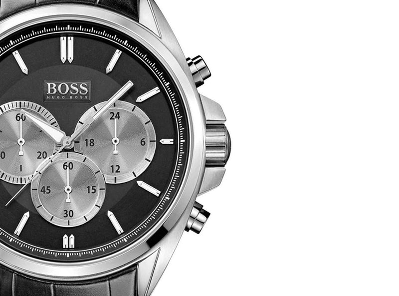 Hugo Boss Driver Black Dial Black Leather Strap Watch for Men - 1512879 Buy Now By Hugo Boss