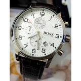 Hugo Boss Aeroliner Chronoraph White Dial Brown Leather Strap Watch For Men - HB1512447 Buy Now By Hugo Boss