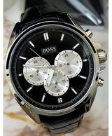 Hugo Boss Driver Black Dial Black Leather Strap Watch for Men - 1512879 Buy Now By Hugo Boss