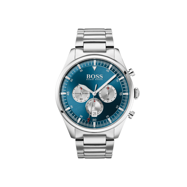 Shop Hugo Boss Pioneer Blue Dial Silver Steel Strap Watch for Men - 1513713 in USA