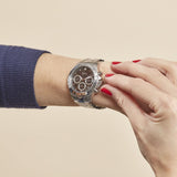 Hugo Boss Novia Chronograph Black Dial Silver Steel Strap Watch for Women - 1502614