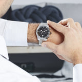 Shop Hugo Boss Pioneer Black Dial Silver Steel Strap Watch for Men - 1513712 in USA