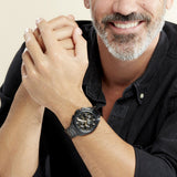 Hugo Boss Volane Chronograph Black Dial Black Steel Strap Watch for Men - 1513950