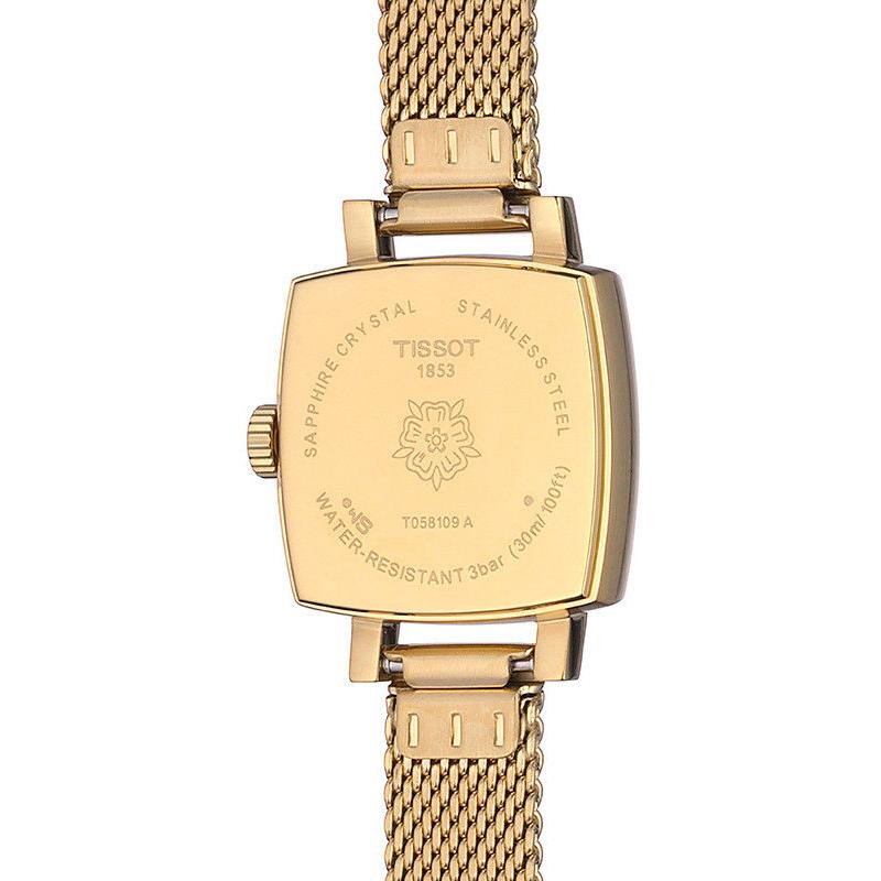 Shop Tissot Lovely Square Silver Dial Gold Mesh Bracelet Watch For Women - T058.109.33.031.00 in USA