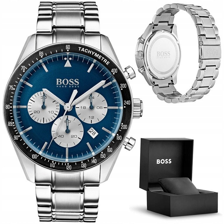 Shop Hugo Boss Chronograph Blue Dial Silver Steel Strap Watch for Men - 1513630 in USA