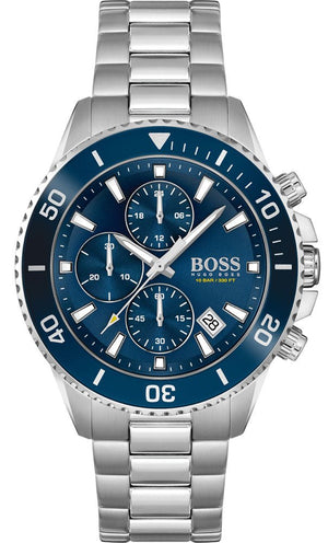 Hugo Boss Admiral Chronograph Blue Dial Silver Steel Strap Watch for Men - 1513907
