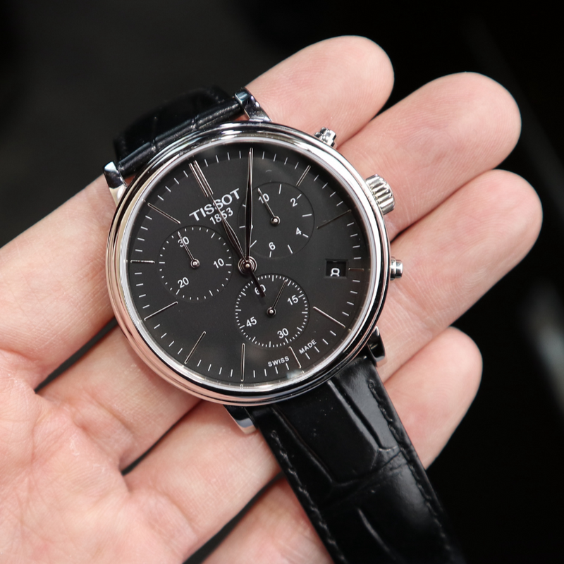Tissot Carson Premium Chronograph Black Dial Black Leather Strap Watch For Men - T122.417.16.051.00 Buy Now By Tissot
