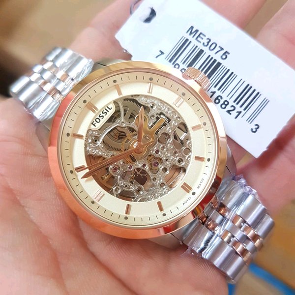 Fossil Townsman Automatic Skeleton White Dial Two Tone Steel Strap Watch for Men - ME3075 Buy Now By Fossil