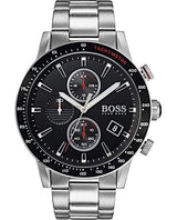 Shop Hugo Boss Rafale Chronograph Black Dial Silver Steel Strap Watch for Men - 1513509 in USA