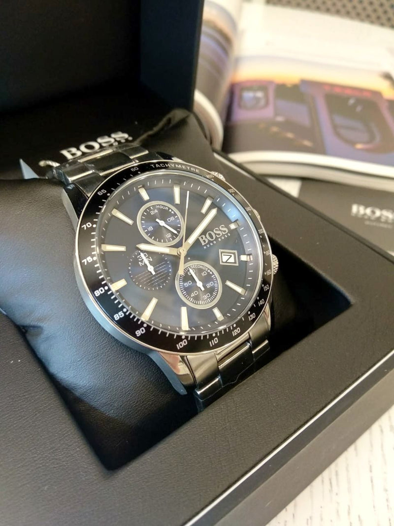 Shop Hugo Boss Rafale Quartz Blue Dial Silver Steel Strap Watch for Men - 1513510 in USA