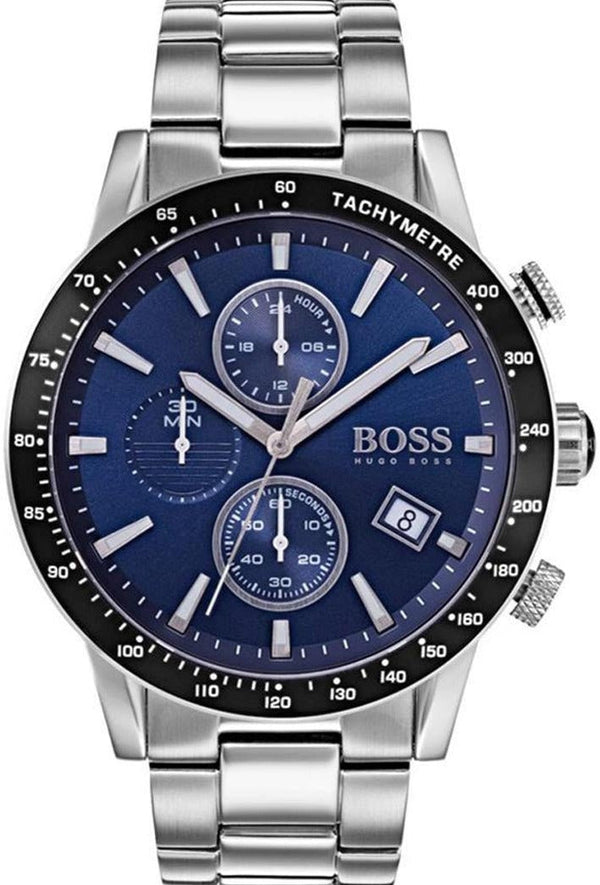 Shop Hugo Boss Rafale Quartz Blue Dial Silver Steel Strap Watch for Men - 1513510 in USA
