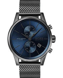 Hugo Boss Jet Chrongraph Blue Dial Gunmetal Grey Mesh Bracelet Watch for Men - 1513677