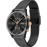 Hugo Boss Associate Chronograph Black Dial Black Mesh Bracelet Watch for Men - 1513769