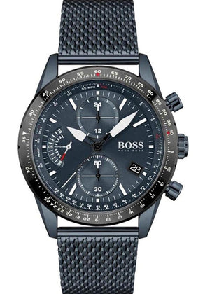 Hugo Boss Pilot Edition Chronograph Blue Dial Blue Mesh Bracelet Watch for Men - 1513887
