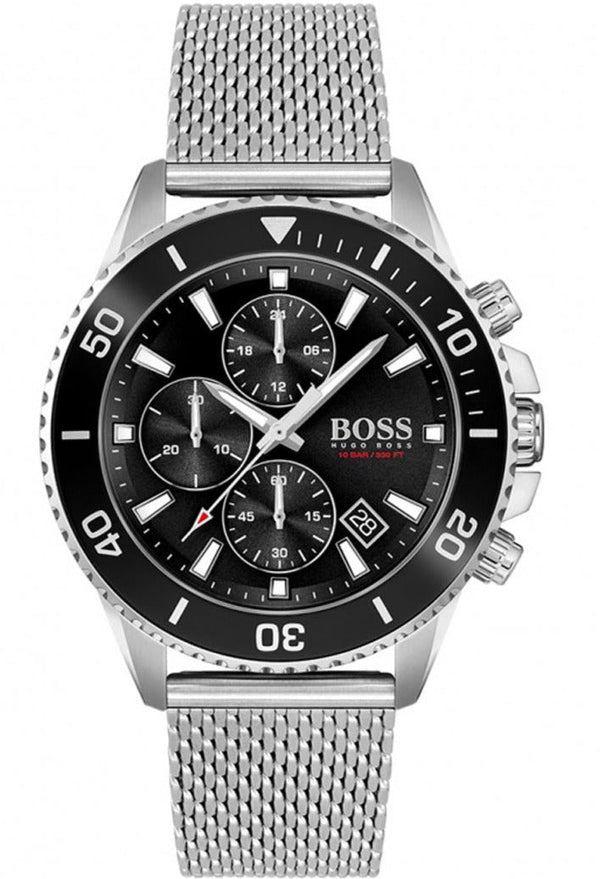 Shop Hugo Boss Ocean Edition Black Dial Silver Mesh Bracelet Watch for Men - 1513701 in USA