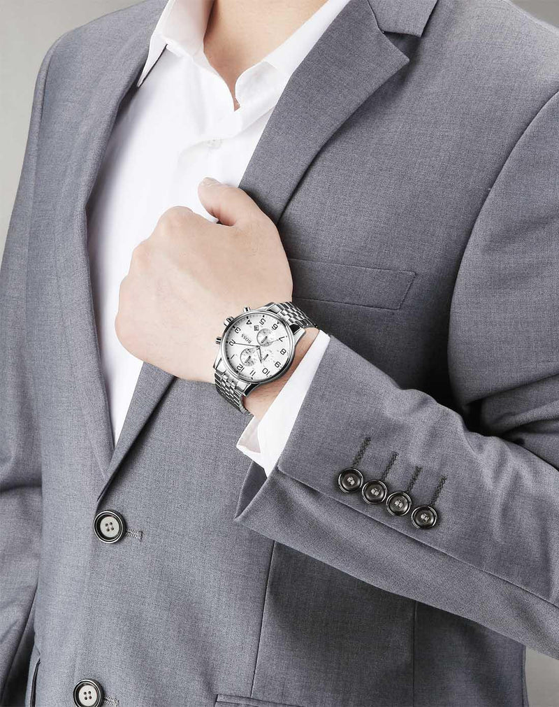 Hugo Boss Aeroliner Chronograph Quartz White Dial Silver Steel Strap Watch For Men - HB1512445 Buy Now By Hugo Boss