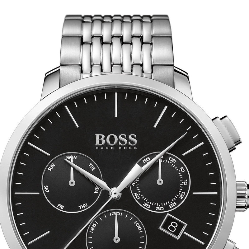 Hugo Boss Associate Black Dial Silver Steel Strap Watch for Men - 1513267 Buy Now By Hugo Boss