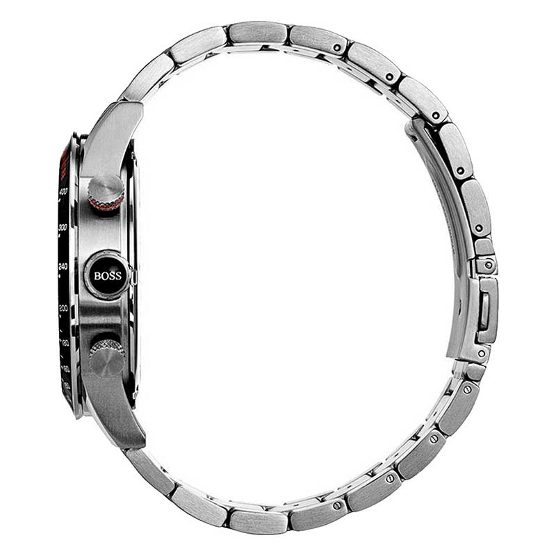 Shop Hugo Boss Rafale Chronograph Black Dial Silver Steel Strap Watch for Men - 1513509 in USA