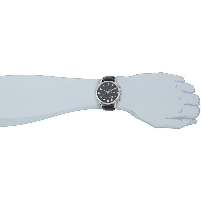 Hugo Boss Aeroliner Chronograph Quartz Black Dial Black Leather Strap Watch For Men - HB1512448 Buy Now By Hugo Boss