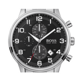 Hugo Boss Aeroliner Chronograph Black Dial Silver Steel Strap Watch For Men - 1512446 Buy Now By Hugo Boss