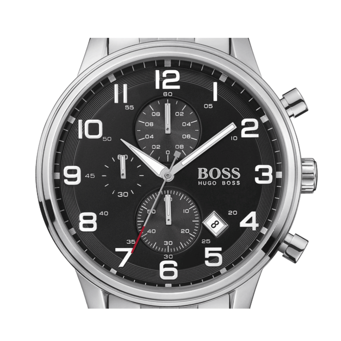 Hugo Boss Aeroliner Chronograph Black Dial Silver Steel Strap Watch For Men - 1512446 Buy Now By Hugo Boss