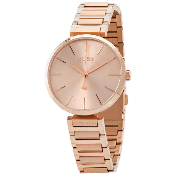 Shop Hugo Boss Allusion Rose Gold Dial Rose Gold Steel Strap Watch For Women - 1502418 in USA