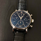 IWC Portofino Chronograph Black Dial Black Leather Strap Watch for Men - IW391029 Buy Now By IWC