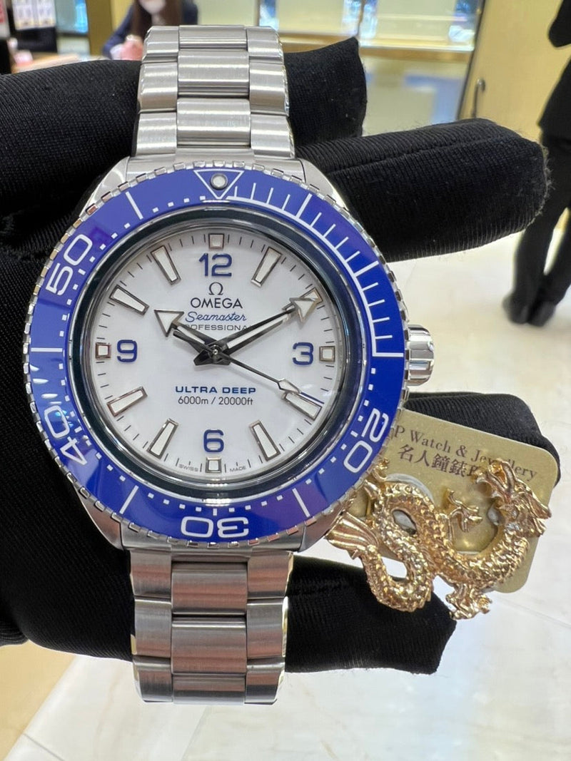 Shop Omega Planet Ocean 6000M Co Axial Master Chronometer 45.5mm White Dial Silver Steel Strap Watch for Men - 21530462104001 in USA