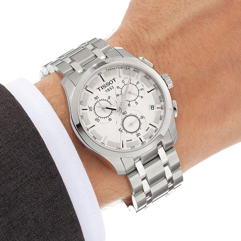 Tissot T Classic Couturier Chronograph White Dial Silver Steel Strap Watch For Men - T101.617.11.031.00 Buy Now By Tissot