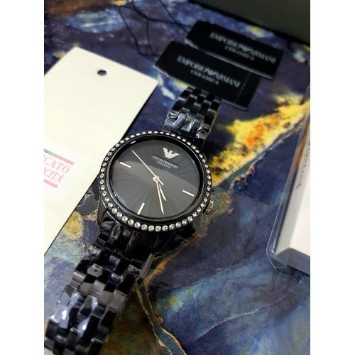 Emporio Armani Ceramica Crystals Black Dial Black Ceramic Strap Watch For Women - AR1478 Buy Now By Emporio Armani