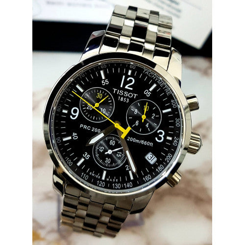 Tissot T Sport PRC200 Chronograph Black Dial Silver Steel Strap Watch for Men - T17.1.586.52 Buy Now By Tissot