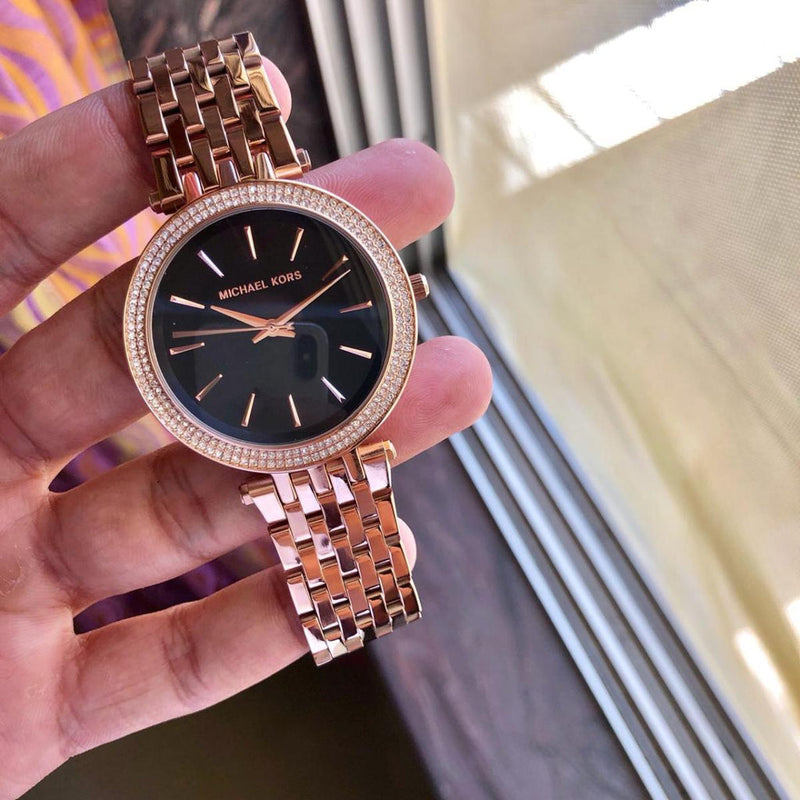 Michael Kors Darci Black Dial Rose Gold Steel Strap Watch for Women - MK3402 Buy Now By Michael Kors