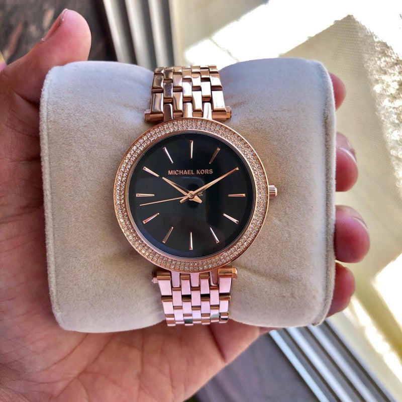 Michael Kors Darci Black Dial Rose Gold Steel Strap Watch for Women - MK3402 Buy Now By Michael Kors