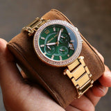 Michael Kors Parker Chronograph Green Dial Gold Steel Strap Watch for Women - MK6263 Buy Now By Michael Kors
