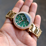 Michael Kors Parker Chronograph Green Dial Gold Steel Strap Watch for Women - MK6263 Buy Now By Michael Kors