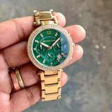 Michael Kors Parker Chronograph Green Dial Gold Steel Strap Watch for Women - MK6263 Buy Now By Michael Kors