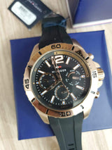 Shop Tommy Hilfiger Sport Multifunction Black Dial Black Rubber Strap Watch for Men - 1791145 in USA