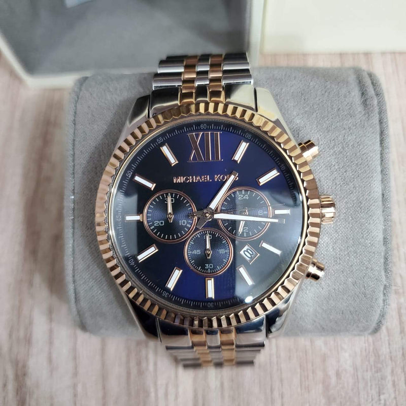 Michael Kors Lexington Blue Dial Two Tone Steel Strap Watch for Men - MK8412 Buy Now By Michael Kors