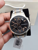 Emporio Armani Renato Chronograph Black Dial Two Tone Steel Strap Watch For Men - AR11165 Buy Now By Emporio Armani