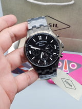 Fossil Forrester Chronograph Black Dial Grey Steel Strap Watch for Men - FS5606 Buy Now By Fossil