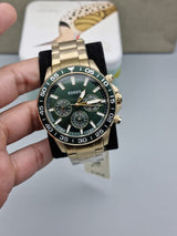Fossil Bannon Multifunction Chronograph Green Dial Gold Steel Strap Watch for Men - BQ2493 Buy Now By Fossil