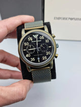 Emporio Armani Luigi Quartz Chronograph Black Dial Green Mesh Bracelet Watch For Men - AR11115 Buy Now By Emporio Armani