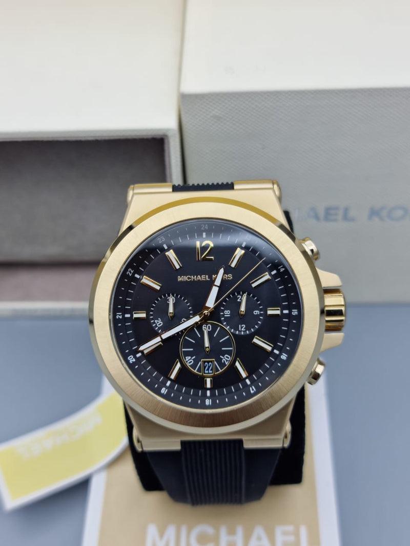 Michael Kors Dylan Chronograph Black Dial Black Rubber Strap Watch for Men - MK8445 Buy Now By Michael Kors