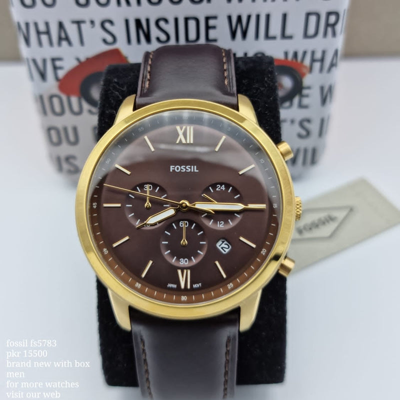 Fossil Neutra Chronograph Brown Dial Brown Leather Strap Watch for Men - FS5763 Buy Now By Fossil
