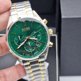 Hugo Boss Champion Chronograph Green Dial Two Tone Steel Strap Watch for Men - 1513878 Buy Now By Hugo Boss