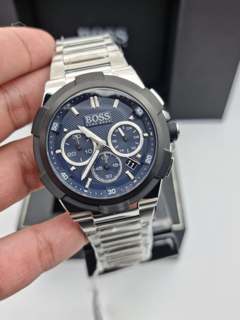 Hugo Boss Supernova Chronograph Blue Dial Silver Steel Strap Watch for Men - 1513360 Buy Now By Hugo Boss