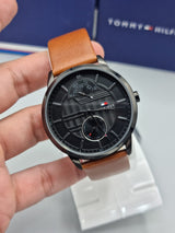 Tommy Hilfiger Hunter Black Dial Brown Leather Strap Watch for Men - 1791604 Buy Now By Tommy Hilfiger