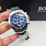 Hugo Boss Ikon Blue Dial Silver Steel Strap Watch for Men - 1512963