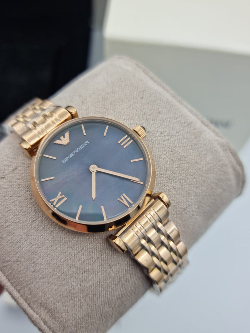 Emporio Armani Gianni T-Bar Black Dial Rose Gold Strap Watch For Women - AR11145 Buy Now By Emporio Armani